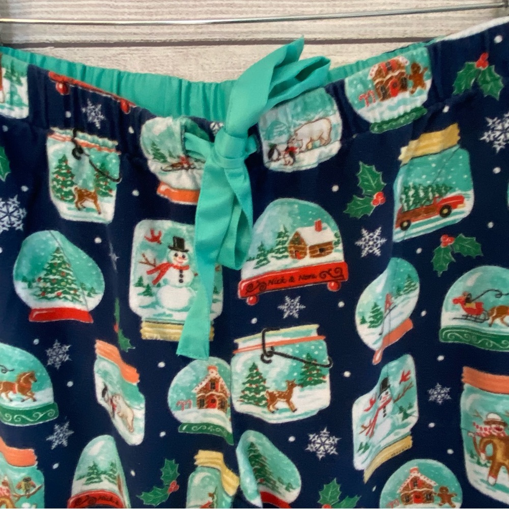 Nick & Nora Navy Snow Globe Print Long Sleeve Pajama Set - Picture 7 of 9